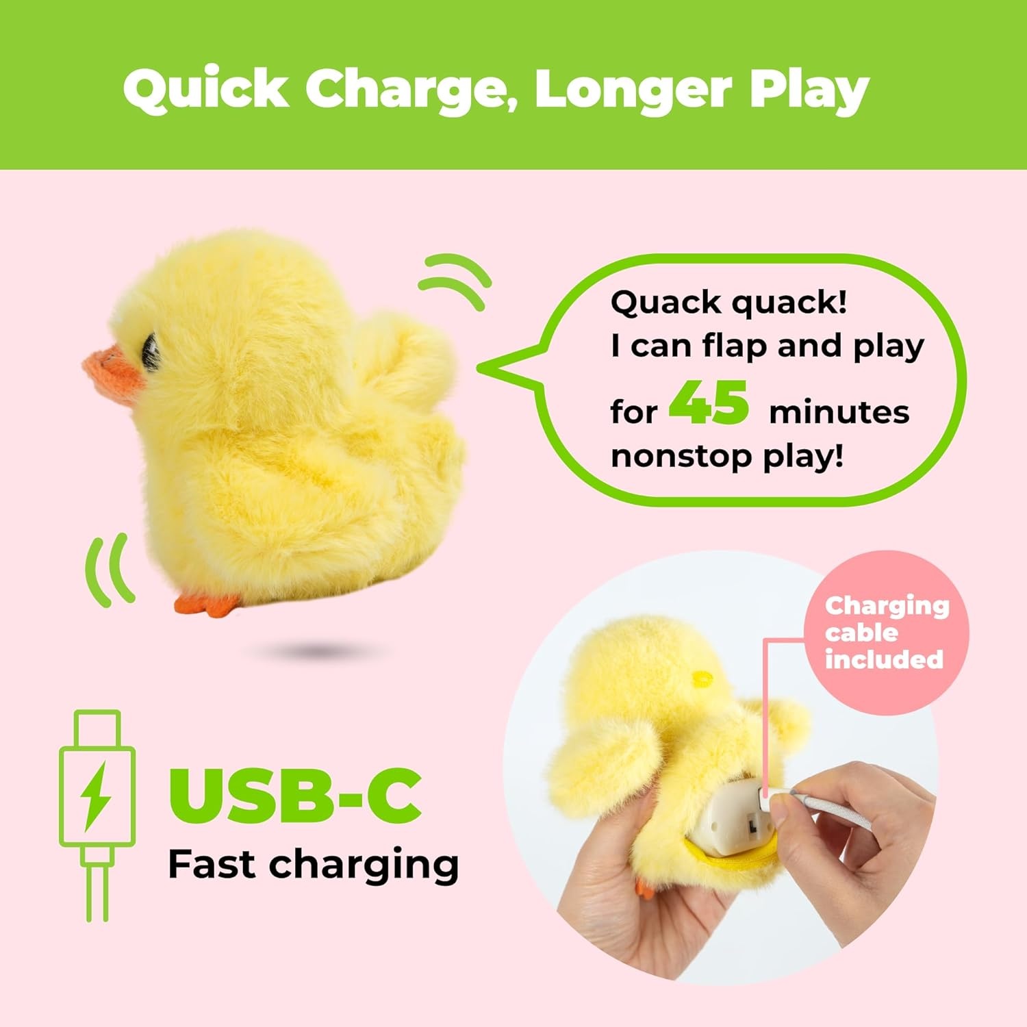 image:imageCatify Best Pet Supplies Flapping Duckling Chick amp Bird Cat Toy MotionActivated Wings Realistic Chirps CatnipInfused Plush USBRechargeable Indoor Cats amp Kittens SelfPlay Enrichment Yellow
