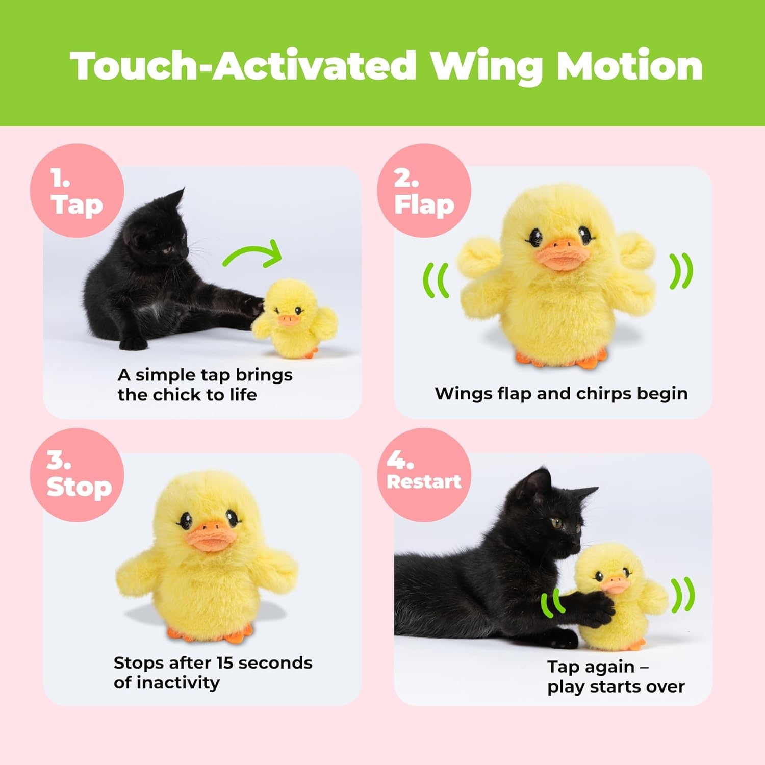 image:imageCatify Best Pet Supplies Flapping Duckling Chick amp Bird Cat Toy MotionActivated Wings Realistic Chirps CatnipInfused Plush USBRechargeable Indoor Cats amp Kittens SelfPlay Enrichment Yellow