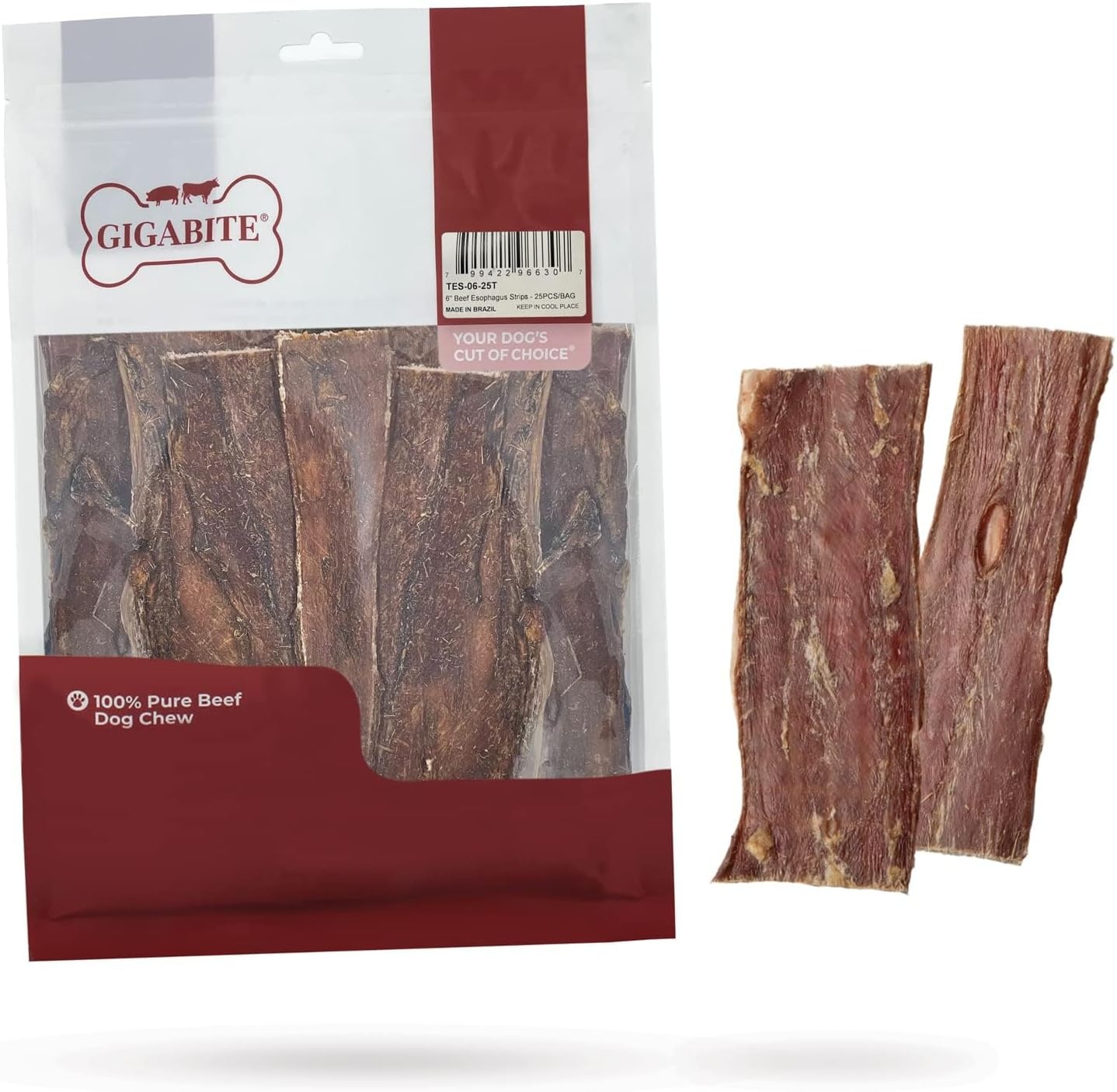 image:imageGigaBite Beef Esophagus Dog Treats Natural Gullet Sticks for Dogs High Protein Single Ingredient Dog Chews Rawhide Free Dental Dog Treats for All Dog Breeds Strips 10 inch Pack of 18Esophagus Sticks 6