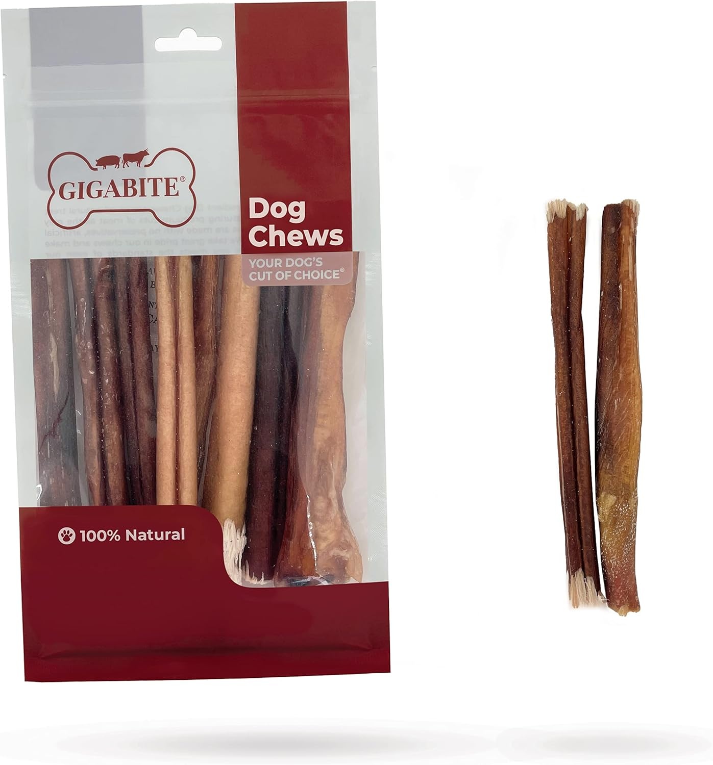 image:imageGigaBite Bully Sticks for Dogs All Natural Beef Pizzle Dog Chews Odor amp Rawhide Free Dog Treats Long Lasting High Protein Chews Digestible Dental Dog Treat Sticks Halfcut 6 Pack of 106inch