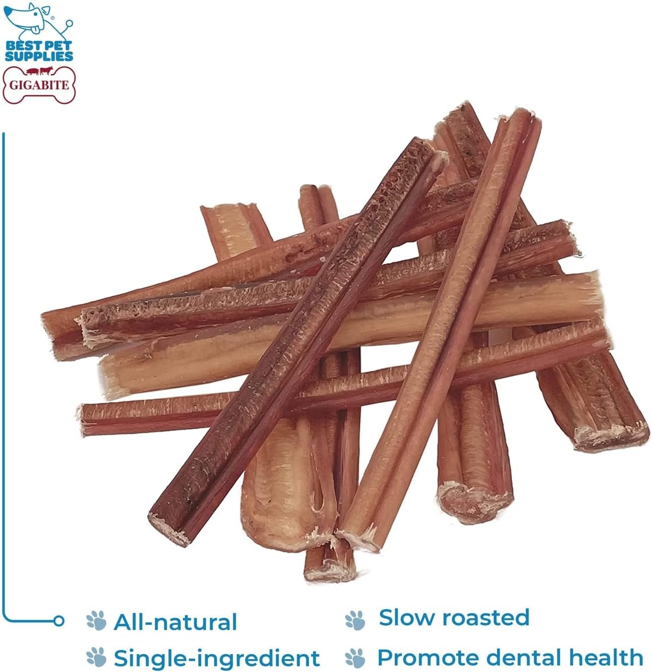 image:imageGigaBite Bully Sticks for Dogs All Natural Beef Pizzle Dog Chews Odor amp Rawhide Free Dog Treats Long Lasting High Protein Chews Digestible Dental Dog Treat Sticks Halfcut 6 Pack of 106inch