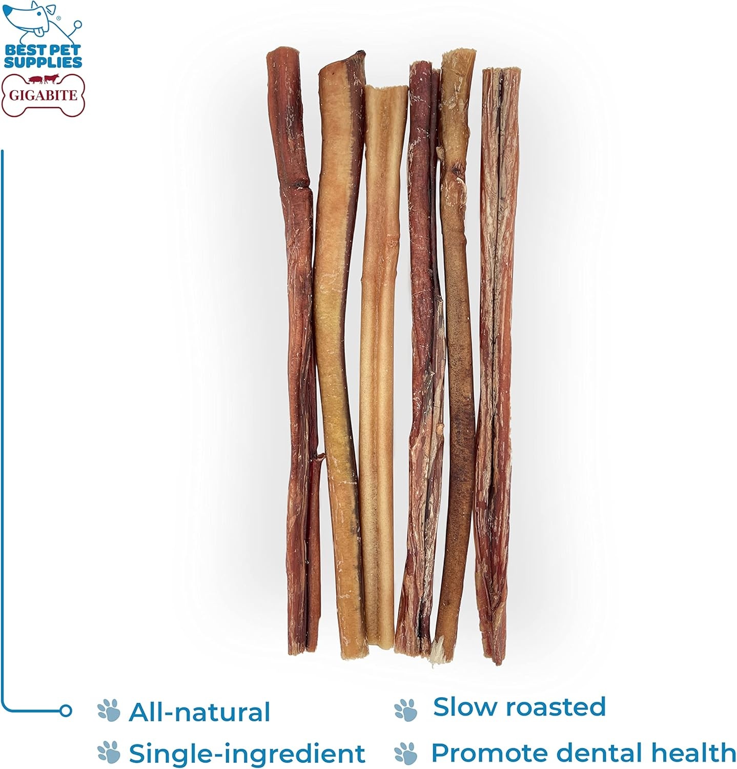 image:imageGigaBite Bully Sticks for Dogs All Natural Beef Pizzle Dog Chews Odor amp Rawhide Free Dog Treats Long Lasting High Protein Chews Digestible Dental Dog Treat Sticks Halfcut 6 Pack of 1012inch
