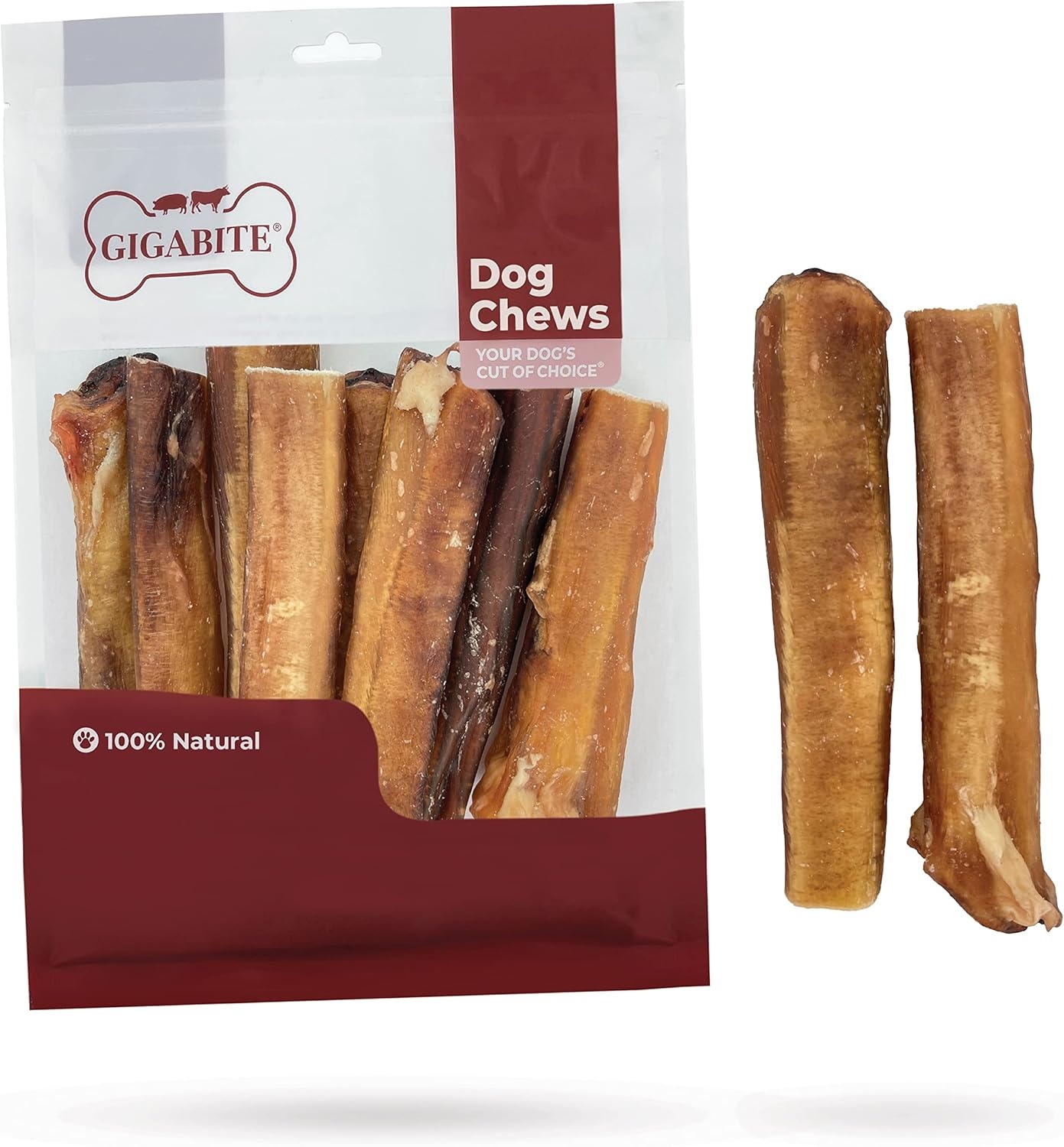 image:imageGigaBite Bully Sticks for Dogs All Natural Beef Pizzle Dog Chews Odor amp Rawhide Free Dog Treats Long Lasting High Protein Chews Digestible Dental Dog Treat Sticks Halfcut 6 Pack of 106inch
