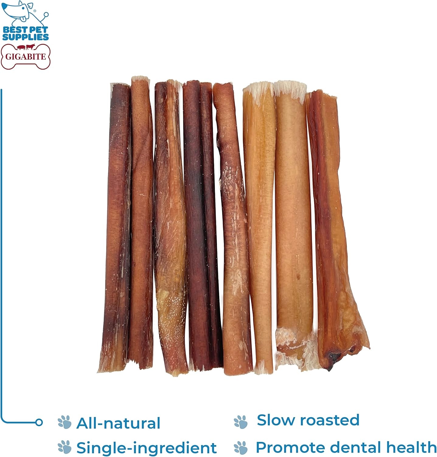 image:imageGigaBite Bully Sticks for Dogs All Natural Beef Pizzle Dog Chews Odor amp Rawhide Free Dog Treats Long Lasting High Protein Chews Digestible Dental Dog Treat Sticks Halfcut 6 Pack of 106inch