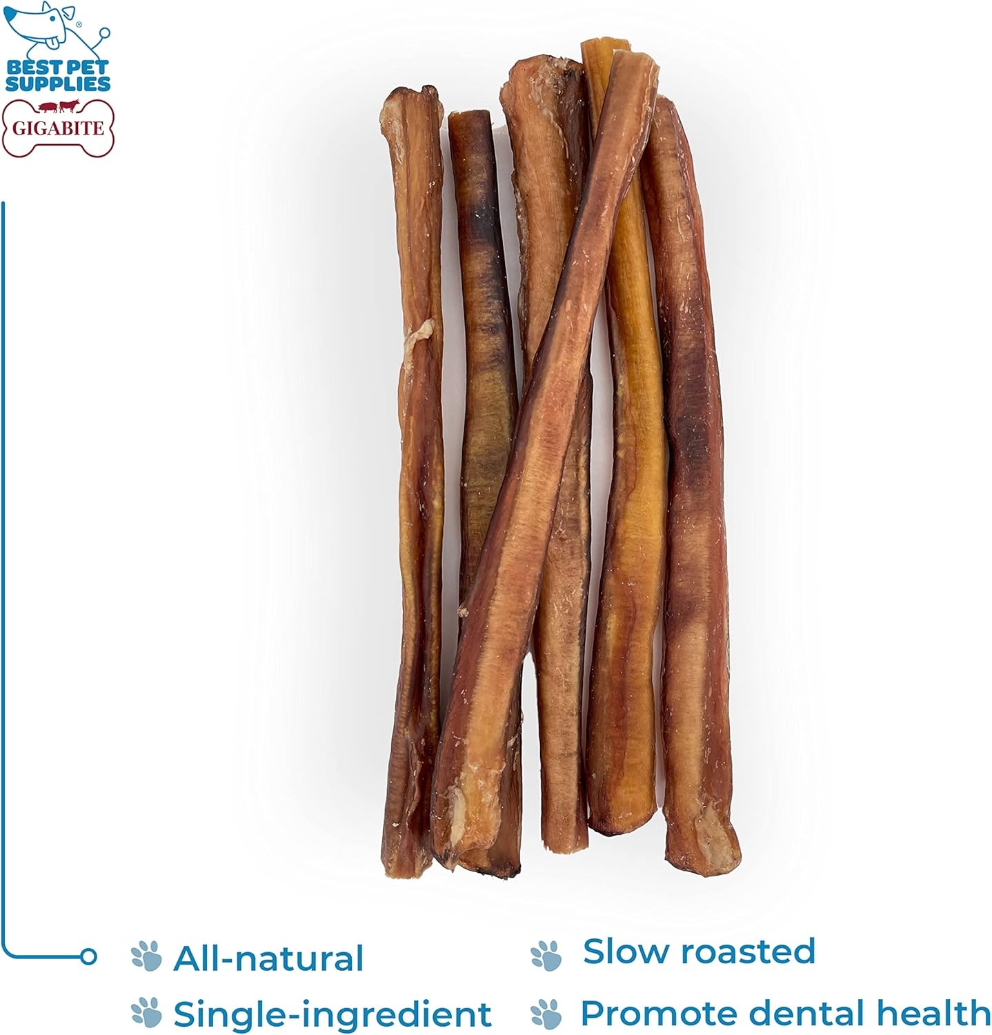 image:imageGigaBite Bully Sticks for Dogs All Natural Beef Pizzle Dog Chews Odor amp Rawhide Free Dog Treats Long Lasting High Protein Chews Digestible Dental Dog Treat Sticks Halfcut 6 Pack of 1012inch