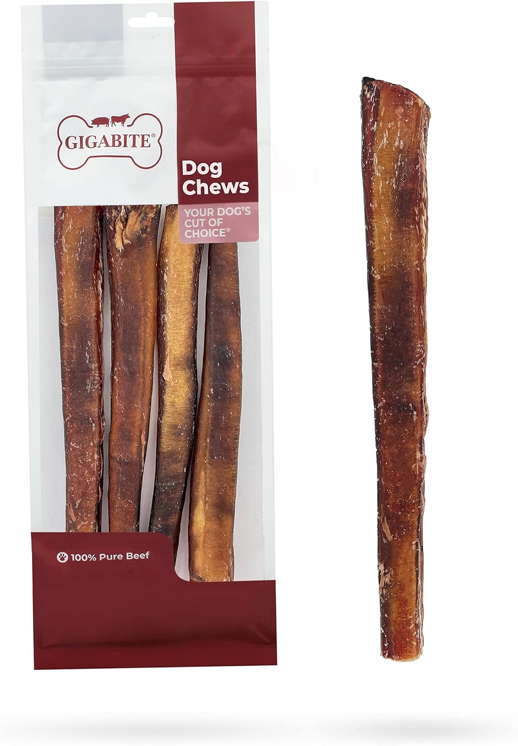image:imageGigaBite Bully Sticks for Dogs All Natural Beef Pizzle Dog Chews Odor amp Rawhide Free Dog Treats Long Lasting High Protein Chews Digestible Dental Dog Treat Sticks Halfcut 6 Pack of 1012inch
