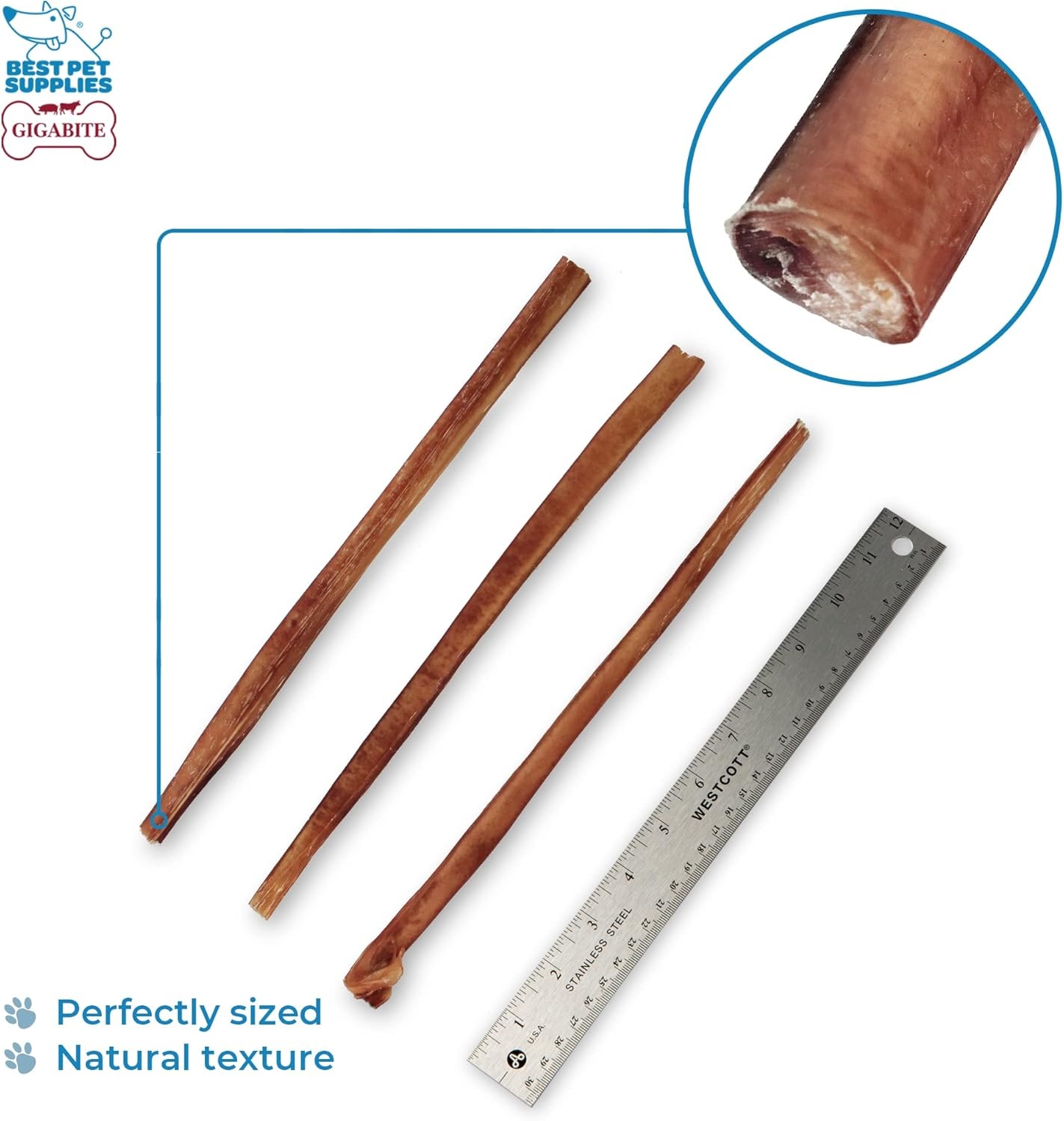 image:imageGigaBite Bully Sticks for Dogs All Natural Beef Pizzle Dog Chews Odor amp Rawhide Free Dog Treats Long Lasting High Protein Chews Digestible Dental Dog Treat Sticks Halfcut 6 Pack of 1012inch