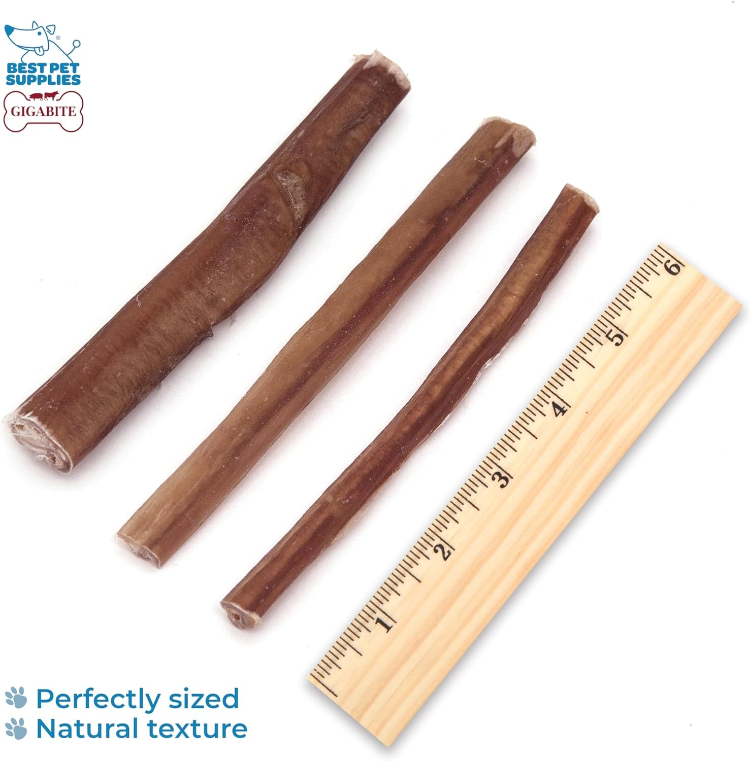 image:imageGigaBite Bully Sticks for Dogs All Natural Beef Pizzle Dog Chews Odor amp Rawhide Free Dog Treats Long Lasting High Protein Chews Digestible Dental Dog Treat Sticks Halfcut 6 Pack of 106inch