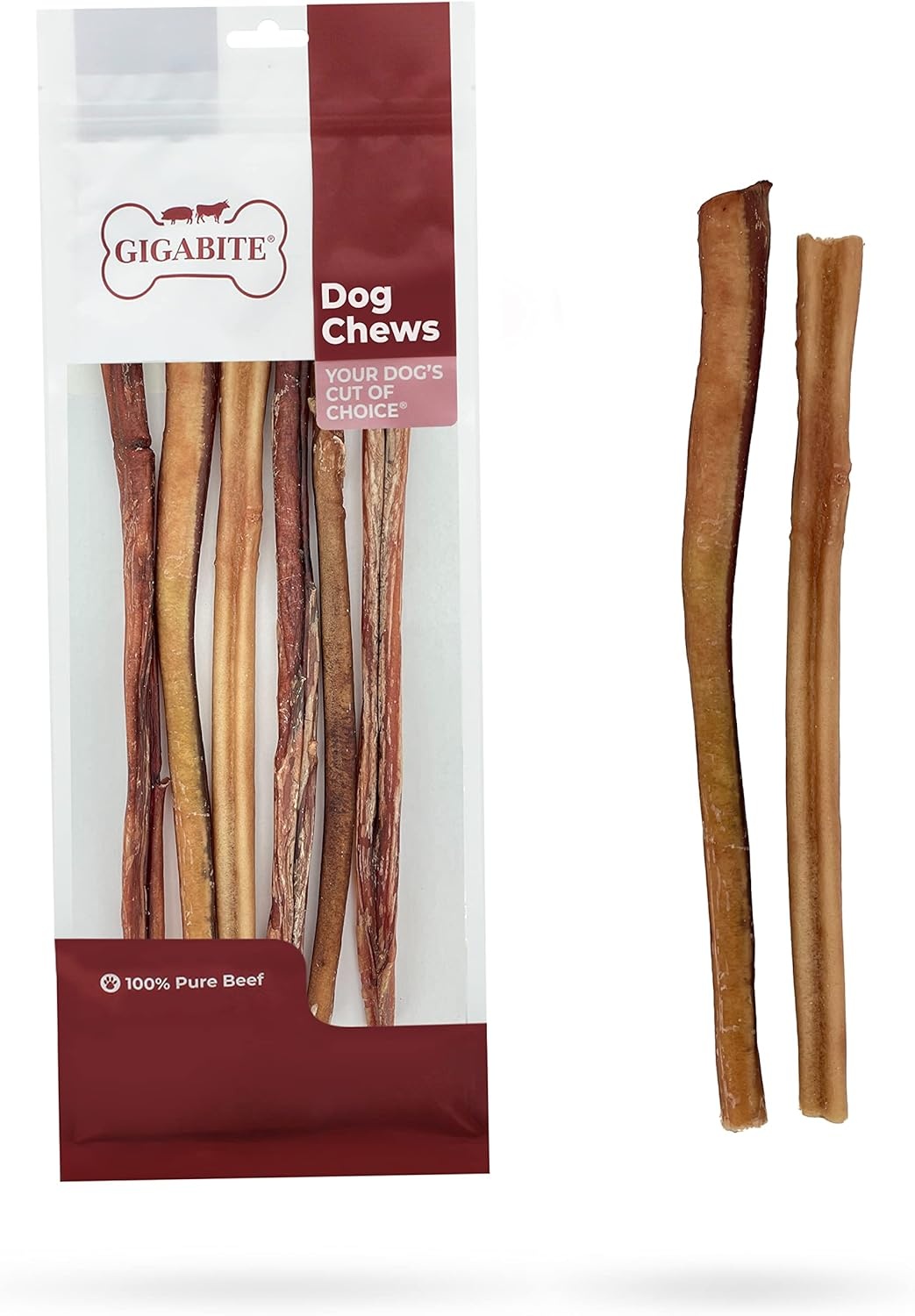 image:imageGigaBite Bully Sticks for Dogs All Natural Beef Pizzle Dog Chews Odor amp Rawhide Free Dog Treats Long Lasting High Protein Chews Digestible Dental Dog Treat Sticks Halfcut 6 Pack of 1012inch