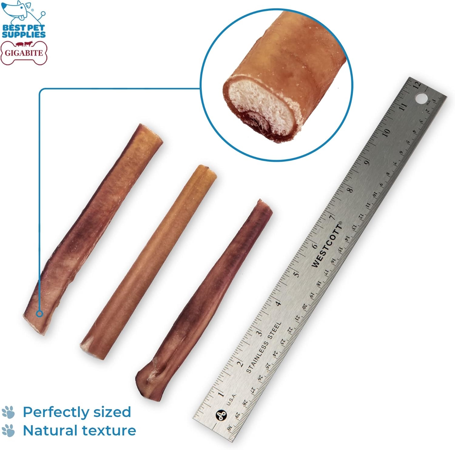 image:imageGigaBite Bully Sticks for Dogs All Natural Beef Pizzle Dog Chews Odor amp Rawhide Free Dog Treats Long Lasting High Protein Chews Digestible Dental Dog Treat Sticks Halfcut 6 Pack of 106inch