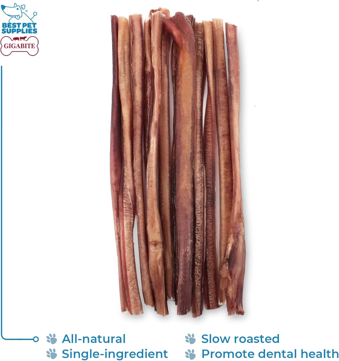 image:imageGigaBite Bully Sticks for Dogs All Natural Beef Pizzle Dog Chews Odor amp Rawhide Free Dog Treats Long Lasting High Protein Chews Digestible Dental Dog Treat Sticks Halfcut 6 Pack of 1012inch