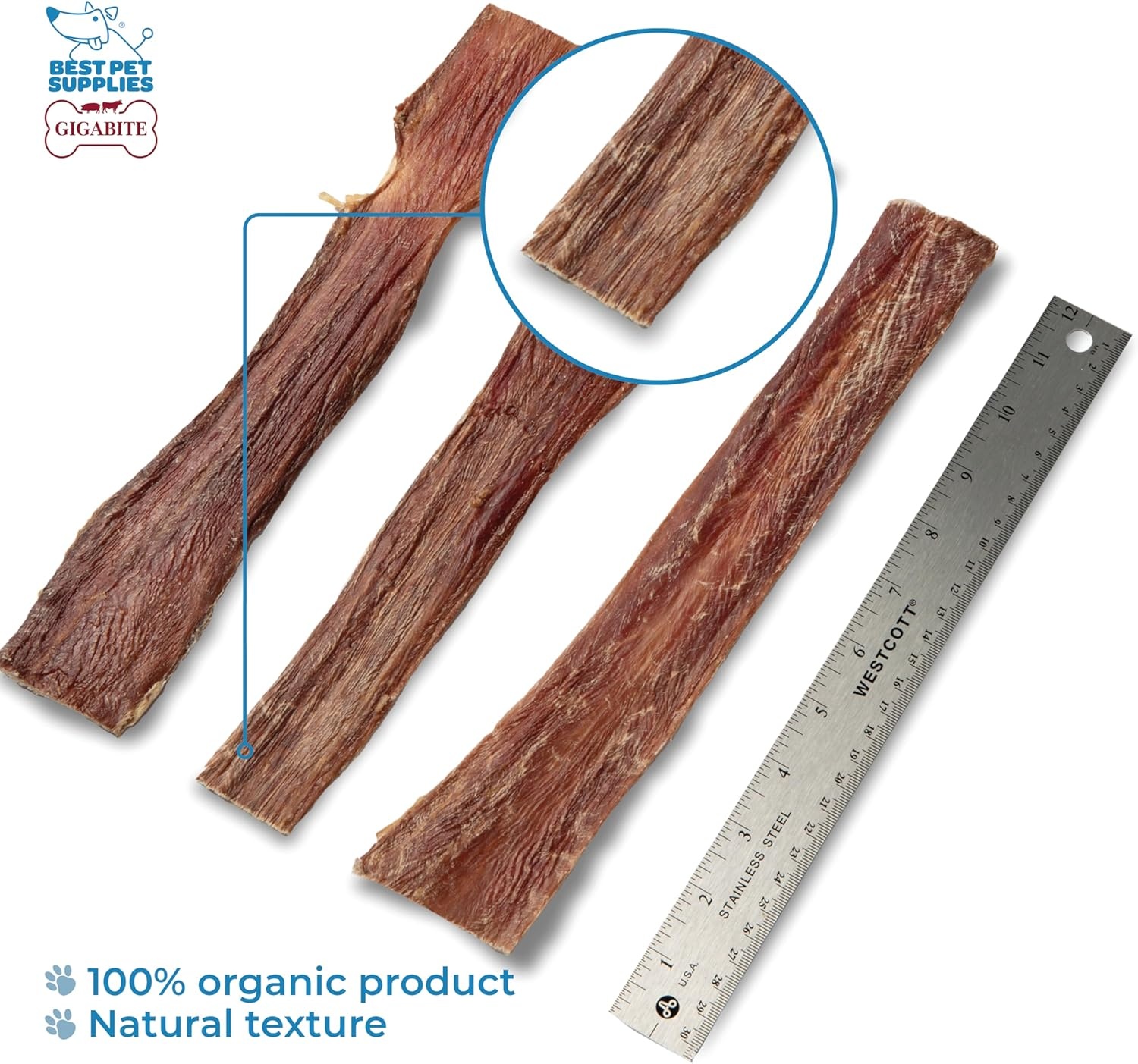 image:imageGigaBite Single Ingredient All Natural Free Range Bully Treats and Chews Bully SticksBladder SticksBeef Esophagus by Best Pet Supplies Esophagus Strips 10 inch Pack of 10Esophagus Strips