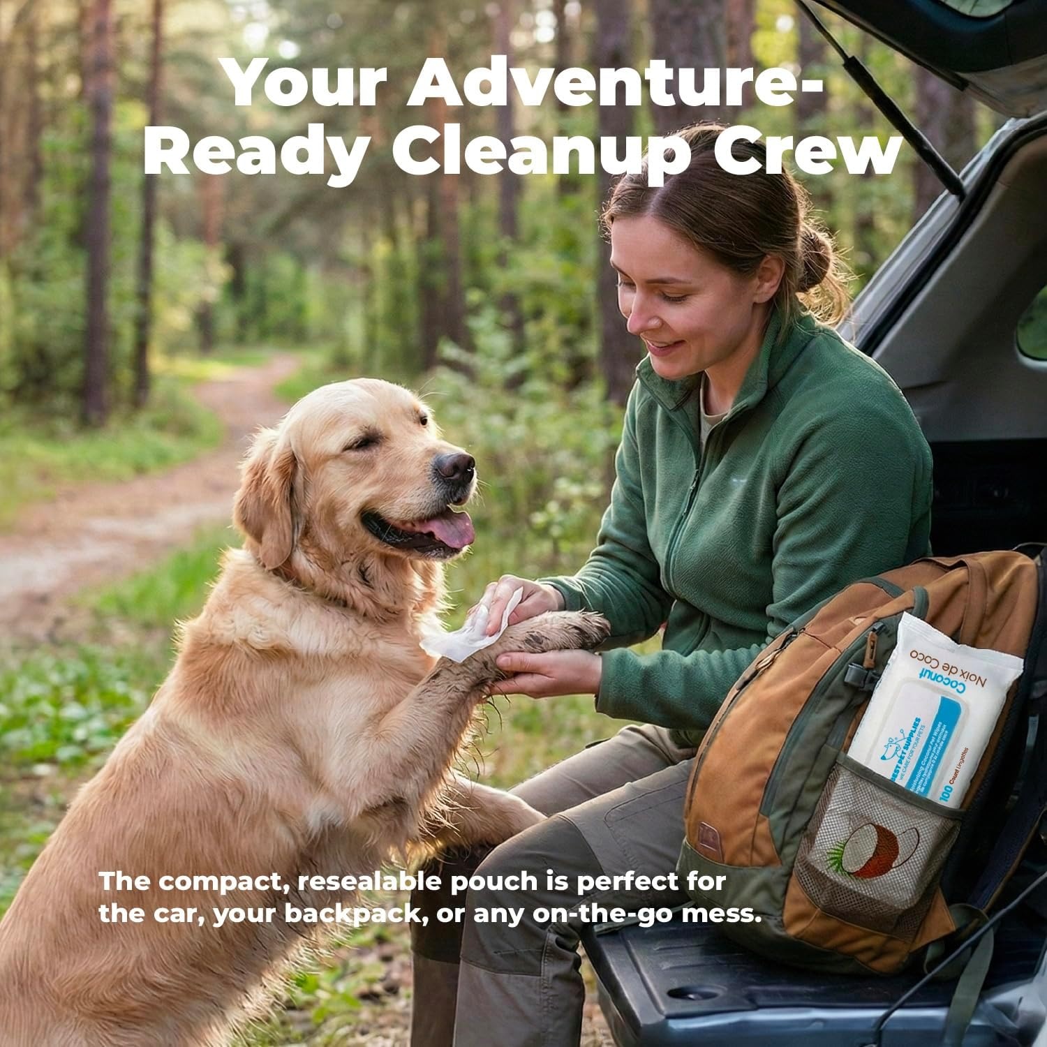 image:imageBest Pet Supplies 8 x 9 Large Unscented Dog Wipes Cleaning and Deodorizing for Paws and Coat Gentle Formula with Aloe Vera Vitamin E for Puppies and Cats 400 CountMoisturizing Coconut