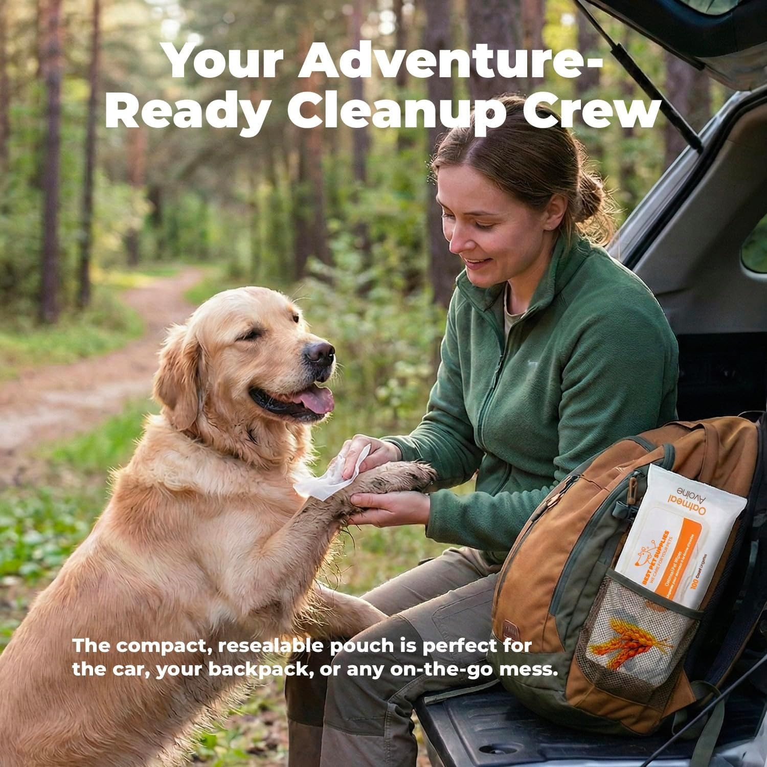 image:imageBest Pet Supplies 8 x 9 Large Unscented Dog Wipes Cleaning and Deodorizing for Paws and Coat Gentle Formula with Aloe Vera Vitamin E for Puppies and Cats 400 CountSoothing Oatmeal