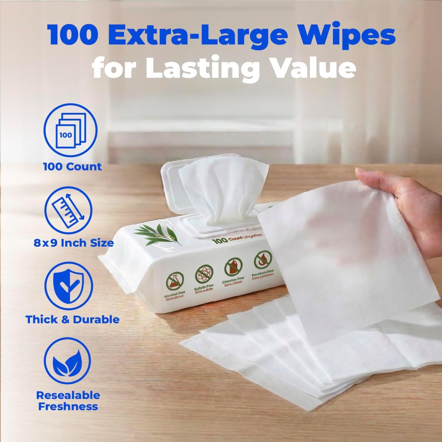 image:imageBest Pet Supplies 8 x 9 Large Unscented Dog Wipes Cleaning and Deodorizing for Paws and Coat Gentle Formula with Aloe Vera Vitamin E for Puppies and Cats 400 CountCleansing Tea Tree