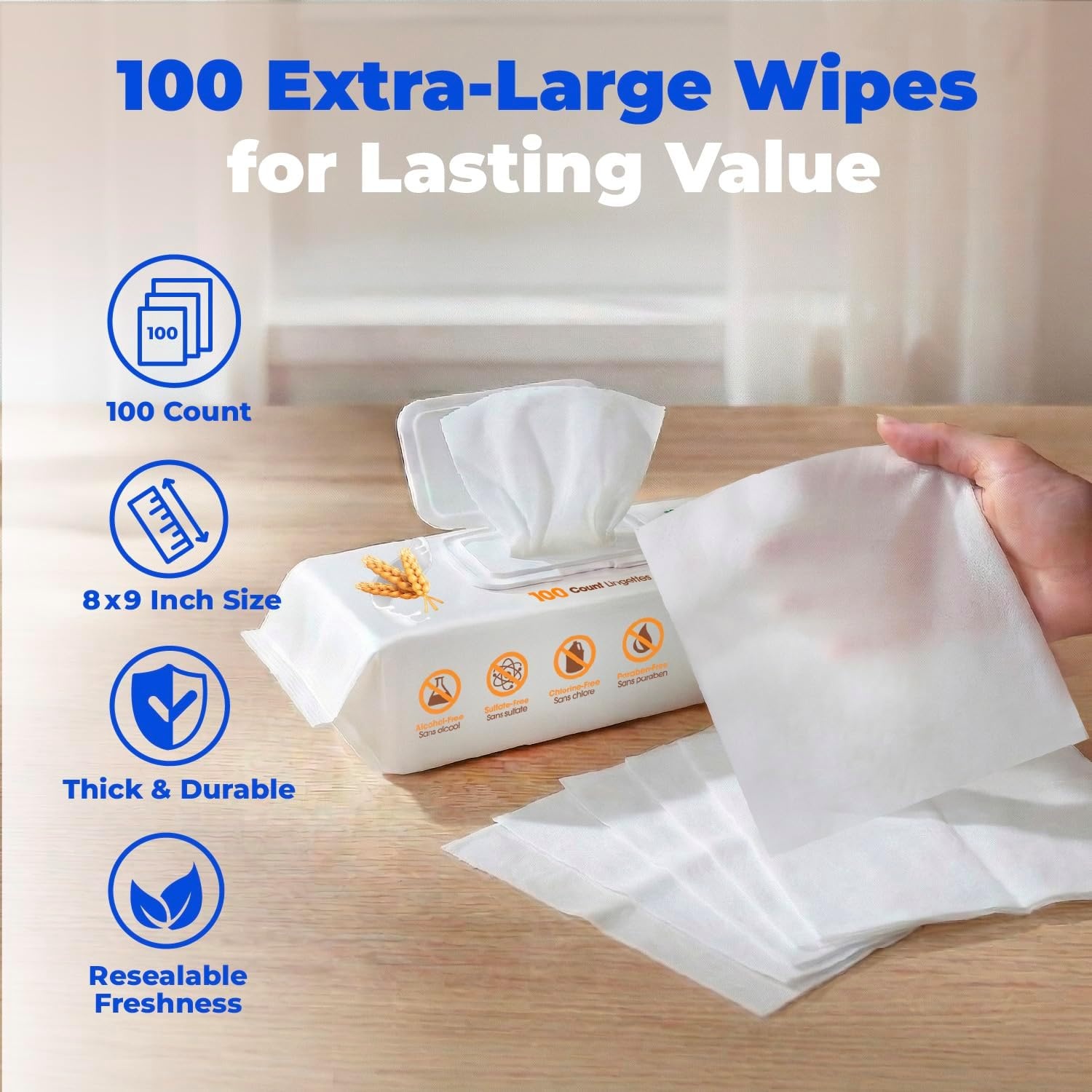 image:imageBest Pet Supplies 8 x 9 Large Unscented Dog Wipes Cleaning and Deodorizing for Paws and Coat Gentle Formula with Aloe Vera Vitamin E for Puppies and Cats 400 CountSoothing Oatmeal