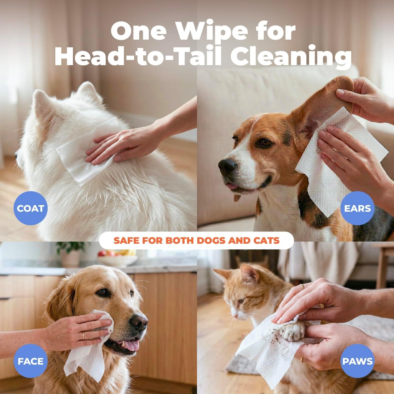 image:imageBest Pet Supplies 8 x 9 Large Unscented Dog Wipes Cleaning and Deodorizing for Paws and Coat Gentle Formula with Aloe Vera Vitamin E for Puppies and Cats 400 CountSoothing Oatmeal