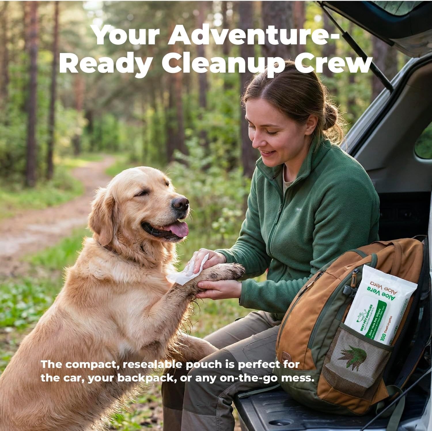 image:imageBest Pet Supplies 8 x 9 Large Unscented Dog Wipes Cleaning and Deodorizing for Paws and Coat Gentle Formula with Aloe Vera Vitamin E for Puppies and Cats 400 CountHydrating Aloe Vera