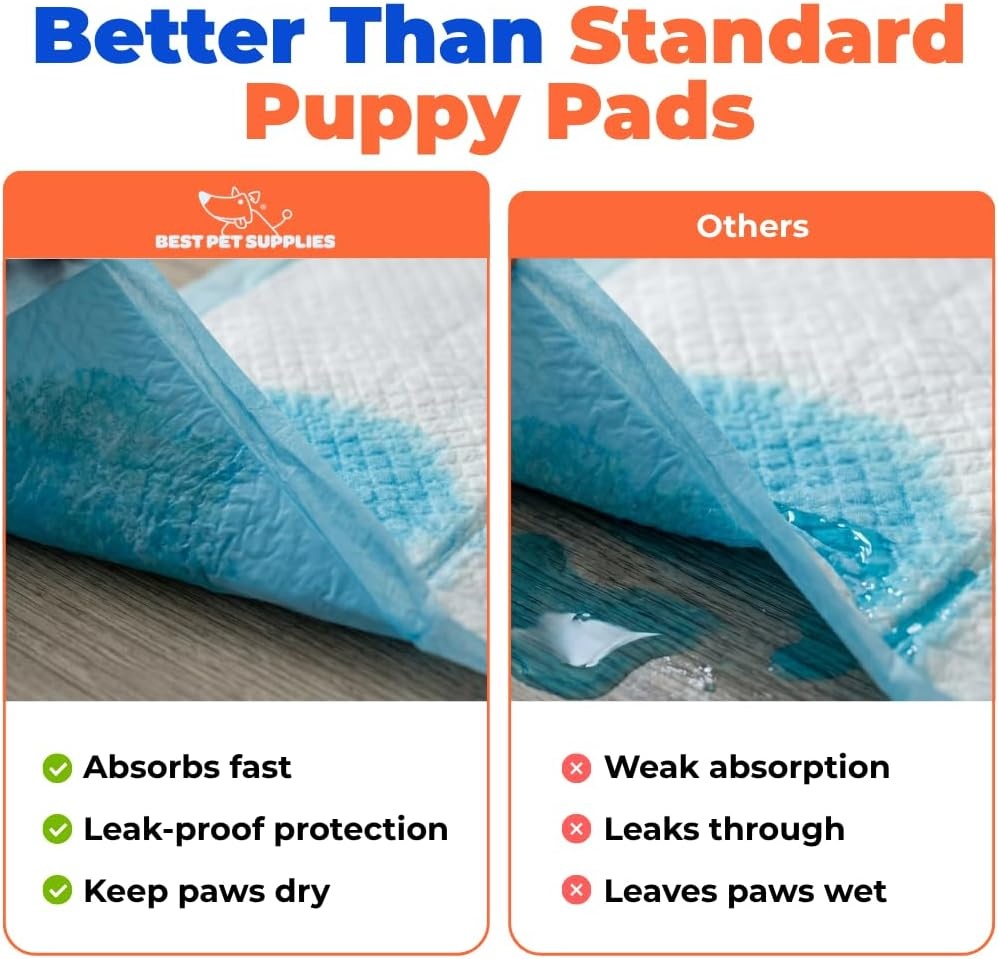 image:imageBest Pet Supplies Puppy Pads 225 x 22 Inches Disposable Dog Training Potty Super Absorbent Baby Blue Puppy Pee Pads for Dogs 300 CountBaby Blue
