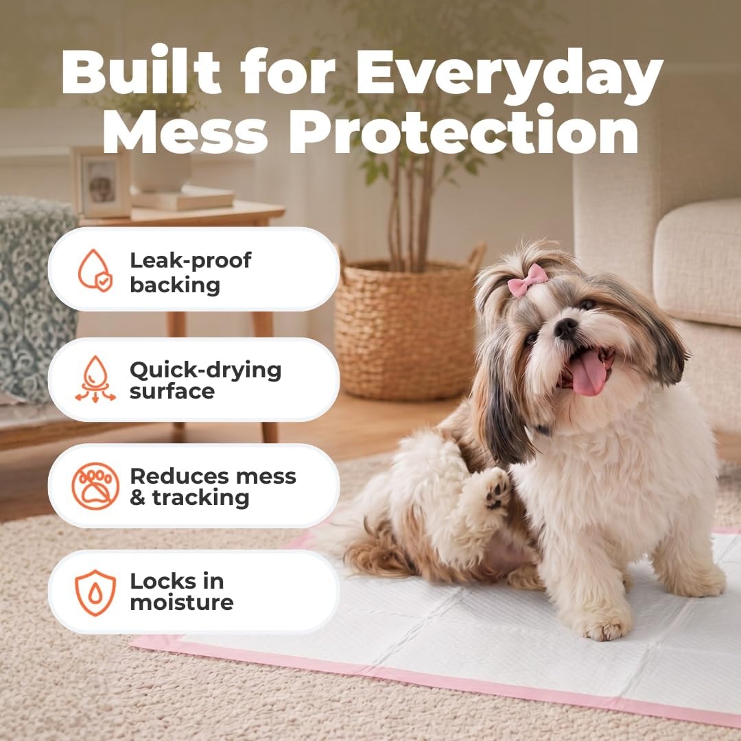 image:imageBest Pet Supplies Puppy Pads 225 x 22 Inches Disposable Dog Training Potty Super Absorbent Baby Blue Puppy Pee Pads for Dogs 300 CountBaby Pink