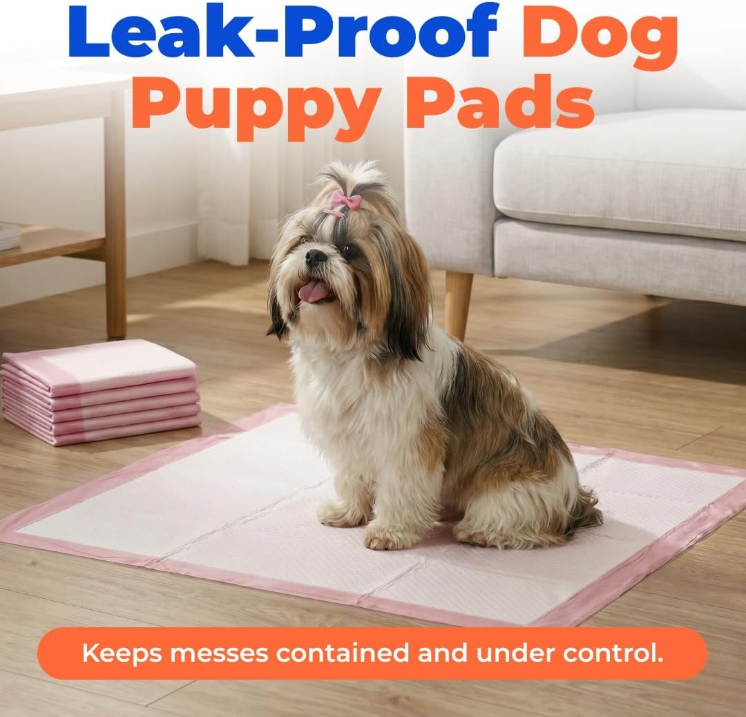 image:imageBest Pet Supplies Puppy Pads 225 x 22 Inches Disposable Dog Training Potty Super Absorbent Baby Blue Puppy Pee Pads for Dogs 300 CountBaby Pink
