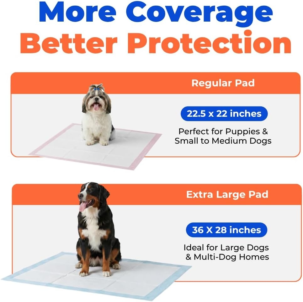 image:imageBest Pet Supplies Puppy Pads 225 x 22 Inches Disposable Dog Training Potty Super Absorbent Baby Blue Puppy Pee Pads for Dogs 300 CountBaby Pink