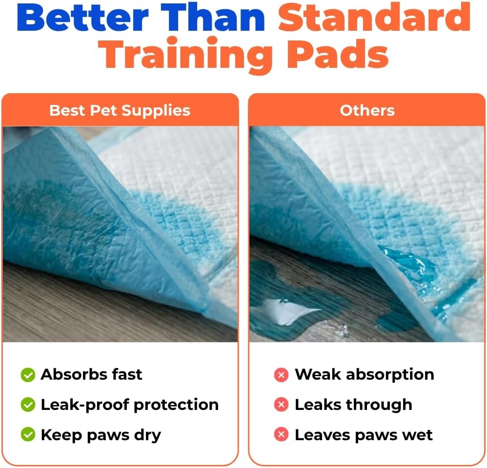 image:imageBest Pet Supplies Puppy Pads 225 x 22 Inches Disposable Dog Training Potty Super Absorbent Baby Blue Puppy Pee Pads for Dogs 300 CountBlue