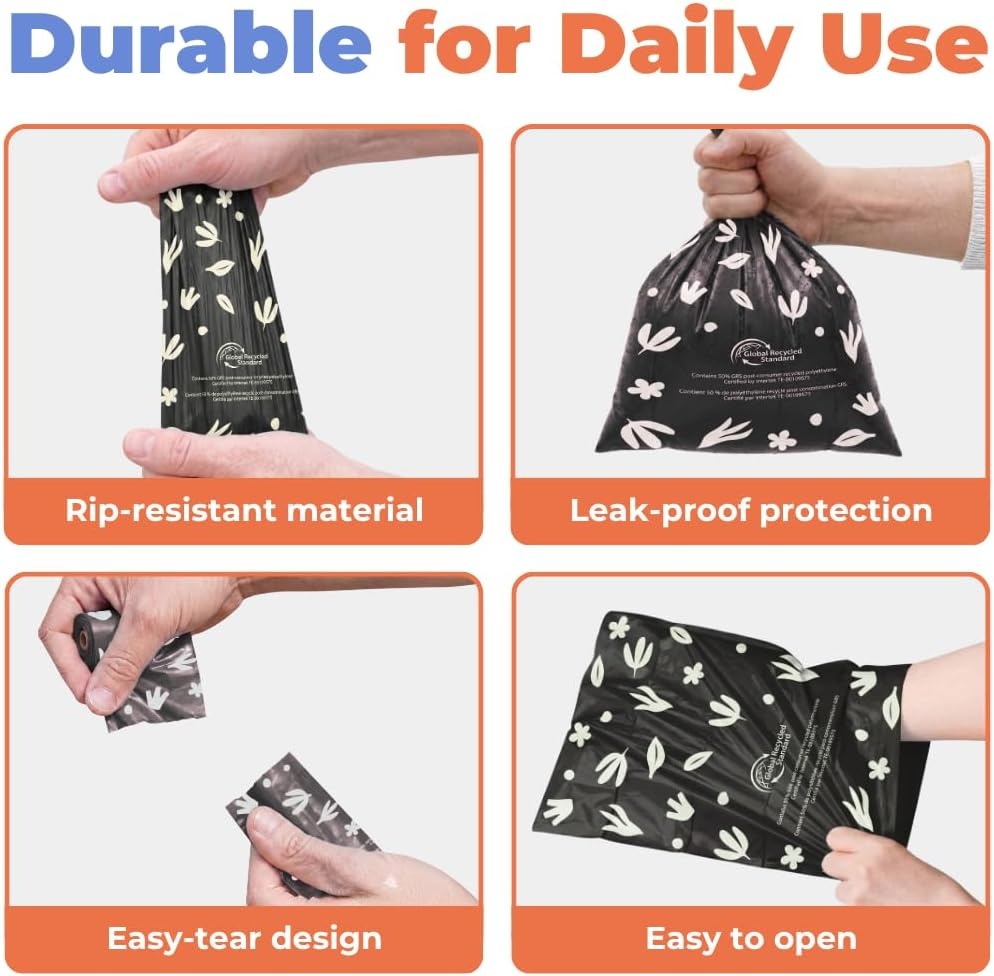 image:imageBest Pet Supplies Dog Poop Bags for Waste Refuse Cleanup Doggy Roll Replacements for Outdoor Puppy Walking and Travel Leak Proof and Tear Resistant Thick Plastic Blue Unscented 240 BagsGRS Black