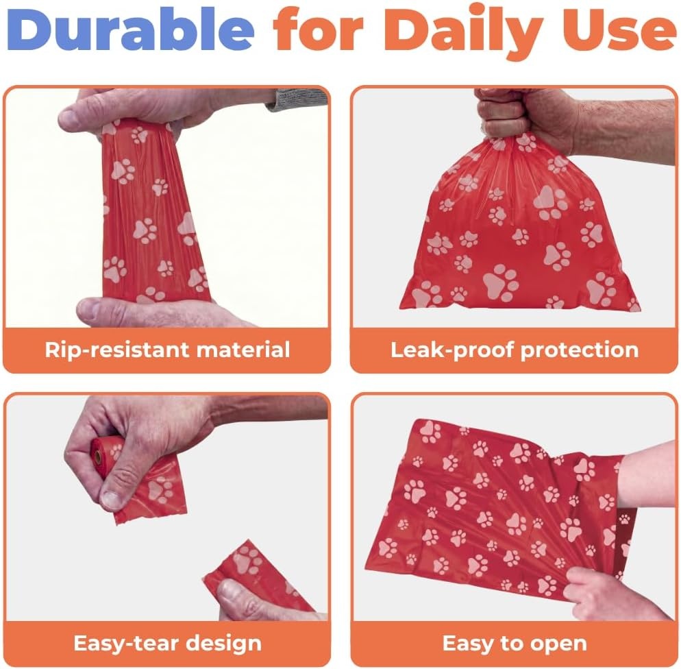 image:imageBest Pet Supplies Dog Poop Bags for Waste Refuse Cleanup Doggy Roll Replacements for Outdoor Puppy Walking and Travel Leak Proof and Tear Resistant Thick Plastic Blue Unscented 240 BagsRed