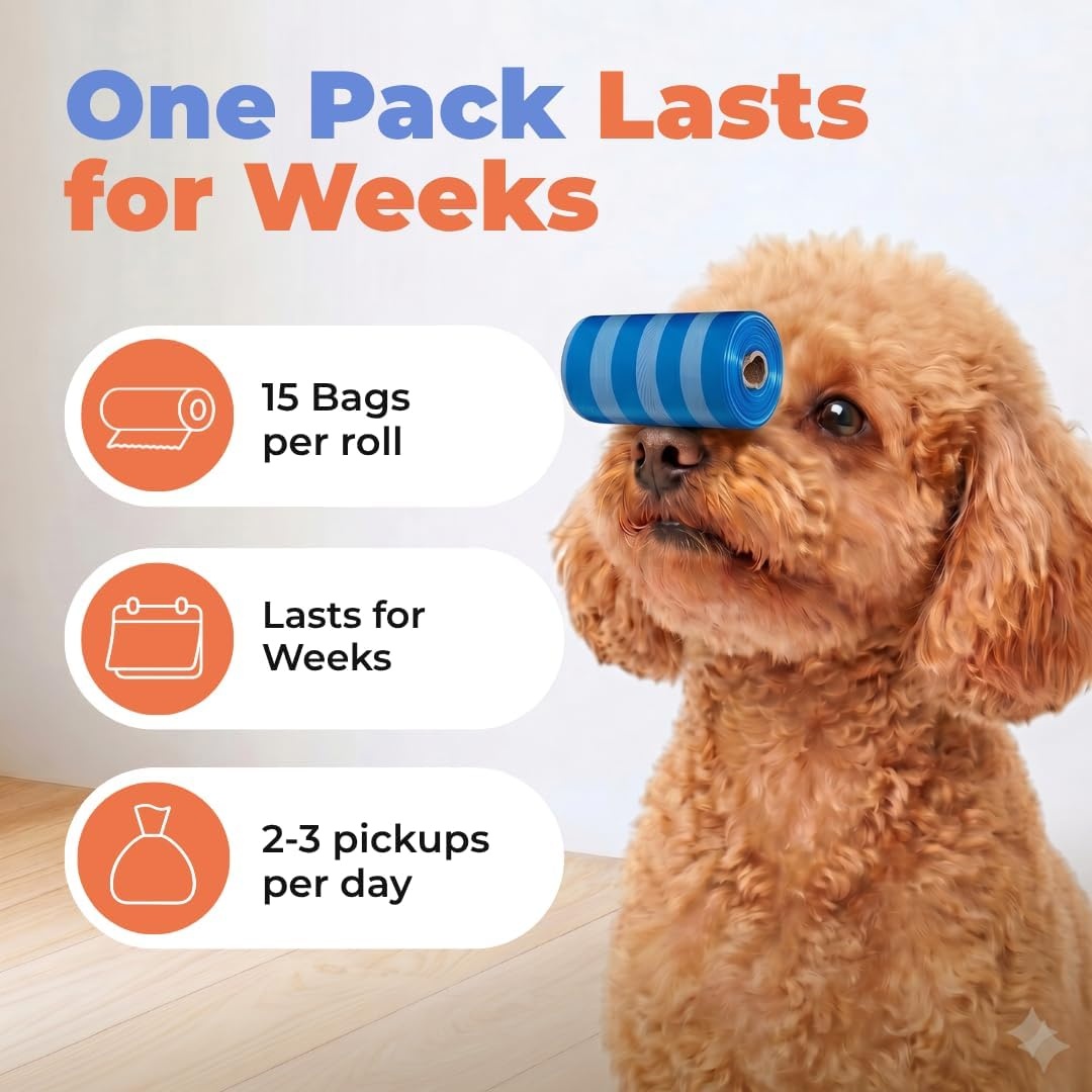 image:imageBest Pet Supplies Dog Poop Bags for Waste Refuse Cleanup Doggy Roll Replacements for Outdoor Puppy Walking and Travel Leak Proof and Tear Resistant Thick Plastic Blue Unscented 240 BagsBlue Strips