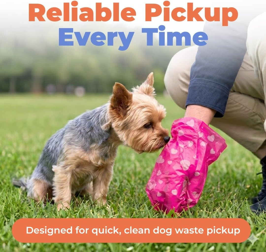 image:imageBest Pet Supplies Dog Poop Bags for Waste Refuse Cleanup Doggy Roll Replacements for Outdoor Puppy Walking and Travel Leak Proof and Tear Resistant Thick Plastic Blue Unscented 240 BagsPink Heart