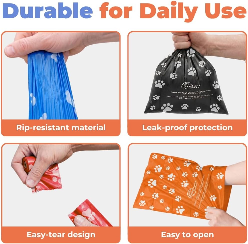 image:imageBest Pet Supplies Dog Poop Bags for Waste Refuse Cleanup Doggy Roll Replacements for Outdoor Puppy Walking and Travel Leak Proof and Tear Resistant Thick Plastic Blue Unscented 240 BagsGRS Assorted Colors