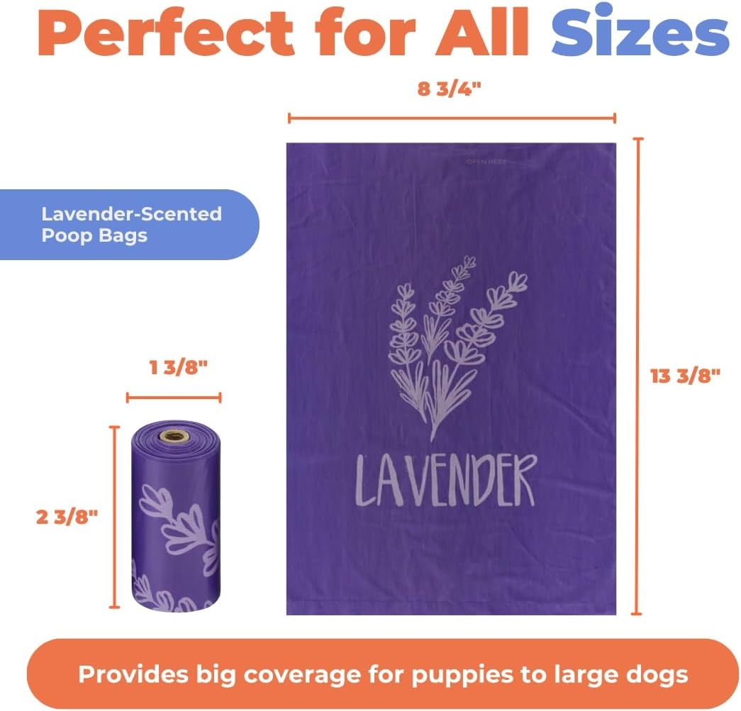 image:imageBest Pet Supplies Dog Poop Bags for Waste Refuse Cleanup Doggy Roll Replacements for Outdoor Puppy Walking and Travel Leak Proof and Tear Resistant Thick Plastic Blue Unscented 240 BagsPurple Lavender Scented