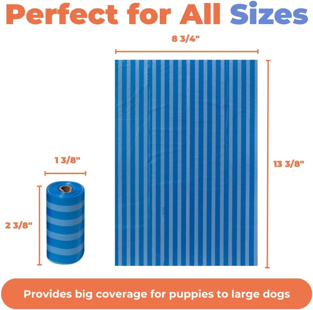image:imageBest Pet Supplies Dog Poop Bags for Waste Refuse Cleanup Doggy Roll Replacements for Outdoor Puppy Walking and Travel Leak Proof and Tear Resistant Thick Plastic Blue Unscented 240 BagsBlue Strips