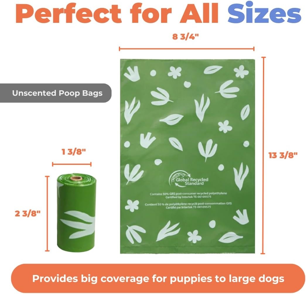 image:imageBest Pet Supplies Dog Poop Bags for Waste Refuse Cleanup Doggy Roll Replacements for Outdoor Puppy Walking and Travel Leak Proof and Tear Resistant Thick Plastic Blue Unscented 240 BagsGreen Unscented