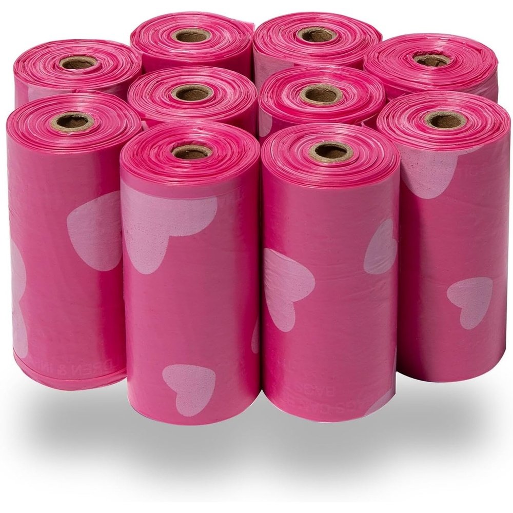 image:imageBest Pet Supplies Dog Poop Bags for Waste Refuse Cleanup Doggy Roll Replacements for Outdoor Puppy Walking and Travel Leak Proof and Tear Resistant Thick Plastic Blue Unscented 240 BagsPink Heart
