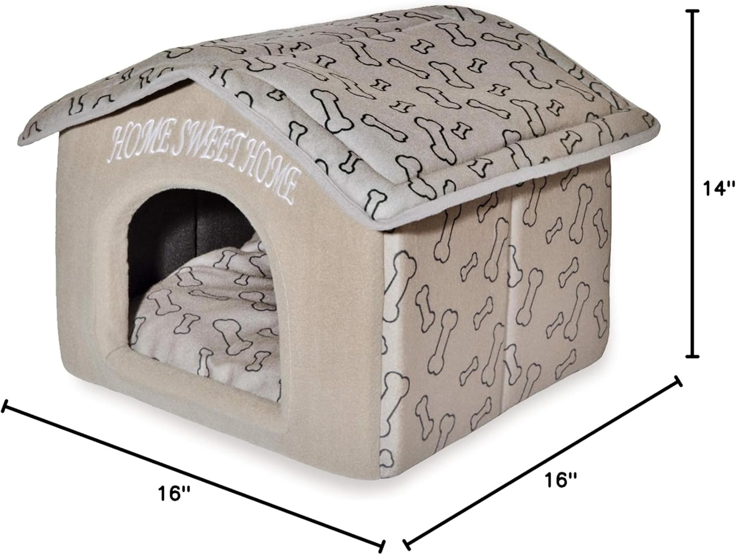 image:imageBest Pet Supplies Cat Bed for Indoor Cat Domed Tent House with Removable Pillow Covered Cat Cave for Small Dog Puppies and All Breeds of Cats Gray 17 x 15 x H14Light Brown w Bones