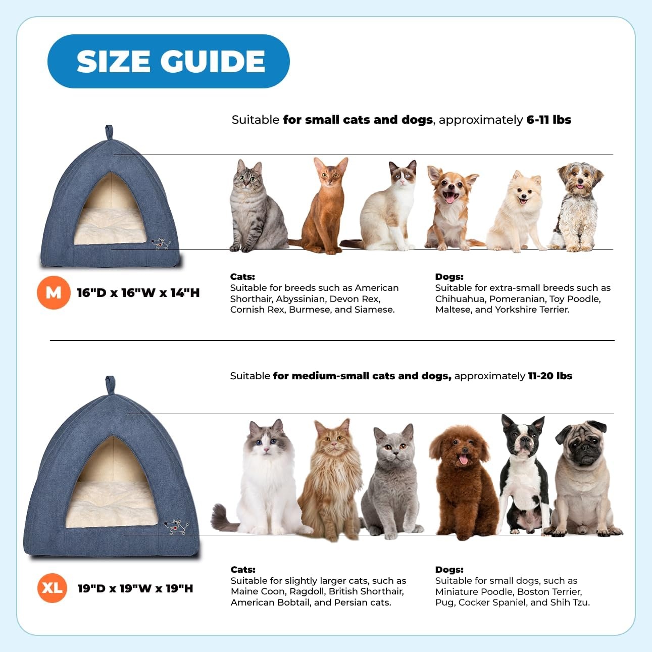image:imageBest Pet Supplies Cat Bed for Indoor Cat Domed Tent House with Removable Pillow Covered Cat Cave for Small Dog Puppies and All Breeds of Cats Gray 17 x 15 x H14Navy