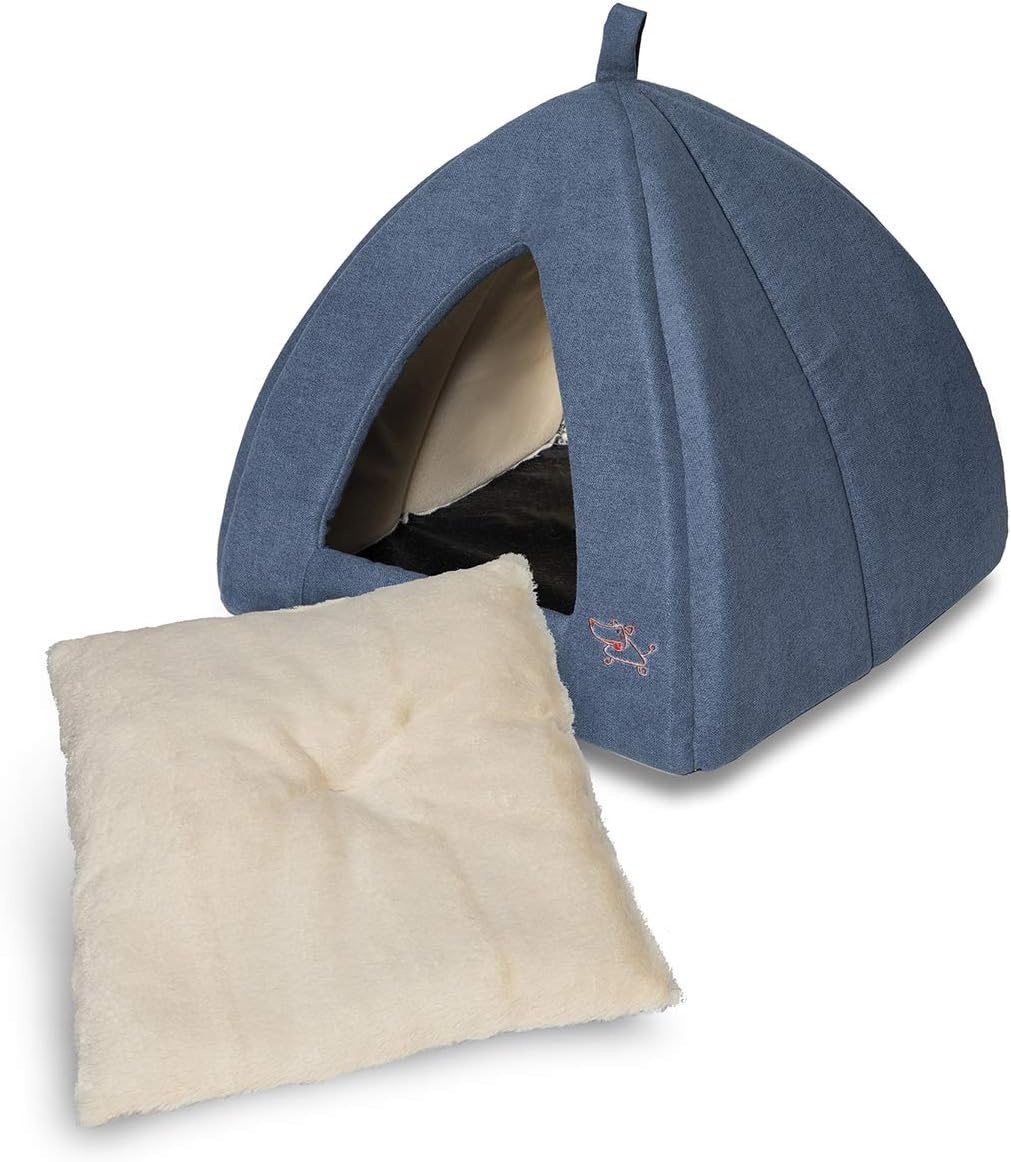 image:imageBest Pet Supplies Cat Bed for Indoor Cat Domed Tent House with Removable Pillow Covered Cat Cave for Small Dog Puppies and All Breeds of Cats Gray 17 x 15 x H14Navy