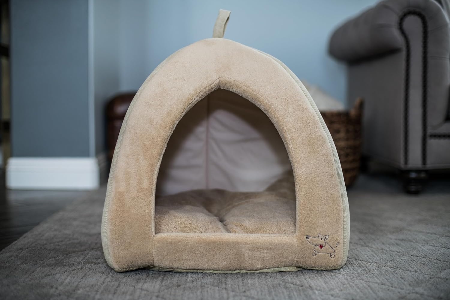 image:imageBest Pet Supplies Cat Bed for Indoor Cat Domed Tent House with Removable Pillow Covered Cat Cave for Small Dog Puppies and All Breeds of Cats Gray 17 x 15 x H14Tan