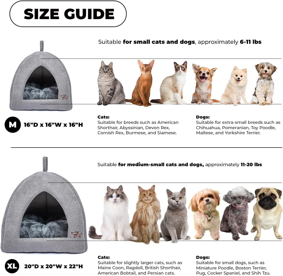 image:imageBest Pet Supplies Cat Bed for Indoor Cat Domed Tent House with Removable Pillow Covered Cat Cave for Small Dog Puppies and All Breeds of Cats Gray 17 x 15 x H14Gray Tent