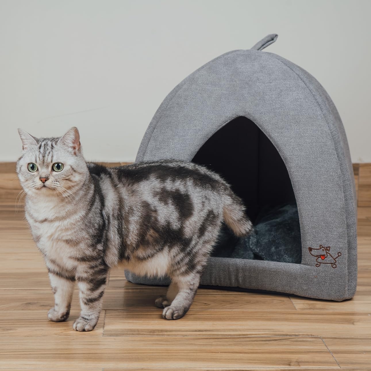 image:imageBest Pet Supplies Cat Bed for Indoor Cat Domed Tent House with Removable Pillow Covered Cat Cave for Small Dog Puppies and All Breeds of Cats Gray 17 x 15 x H14Gray Tent