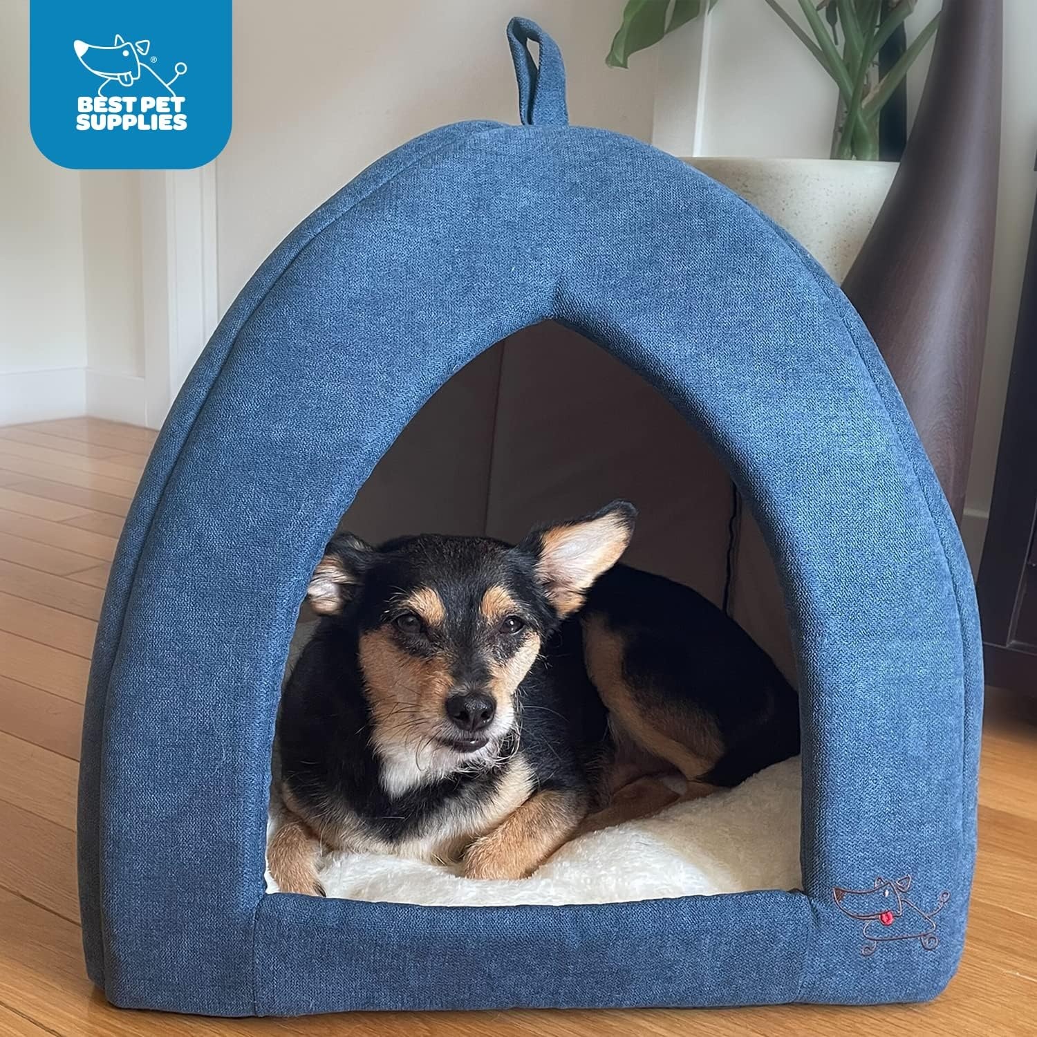 image:imageBest Pet Supplies Cat Bed for Indoor Cat Domed Tent House with Removable Pillow Covered Cat Cave for Small Dog Puppies and All Breeds of Cats Gray 17 x 15 x H14Navy