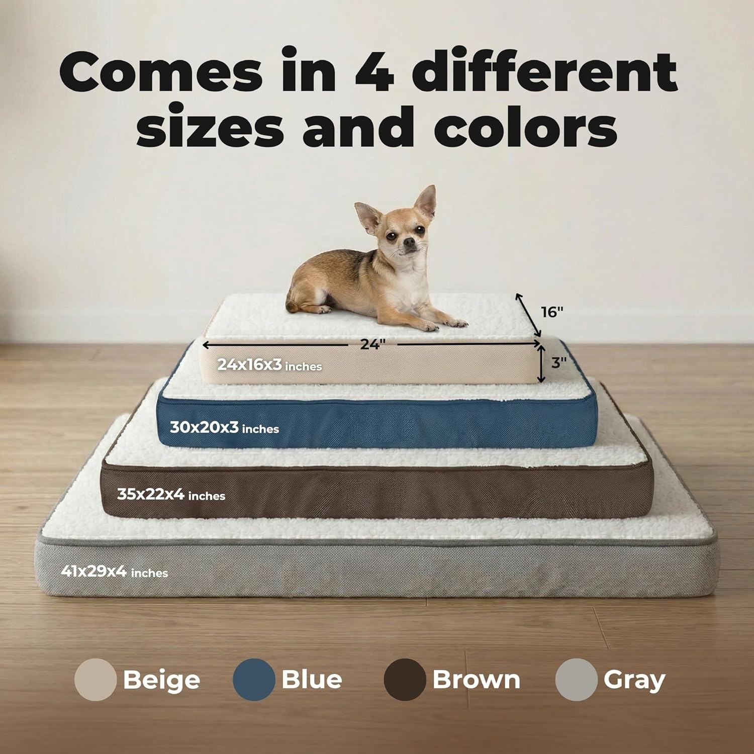 image:imageBest Pet Supplies Orthopedic Dog Bed with Memory Foam Washable Dog Crate Mat for Small Medium amp Large Dogs Thick Mattress for Crates Kennels or Floor Waterproof Pet Bed Gray 24 x 16 x 3Beige