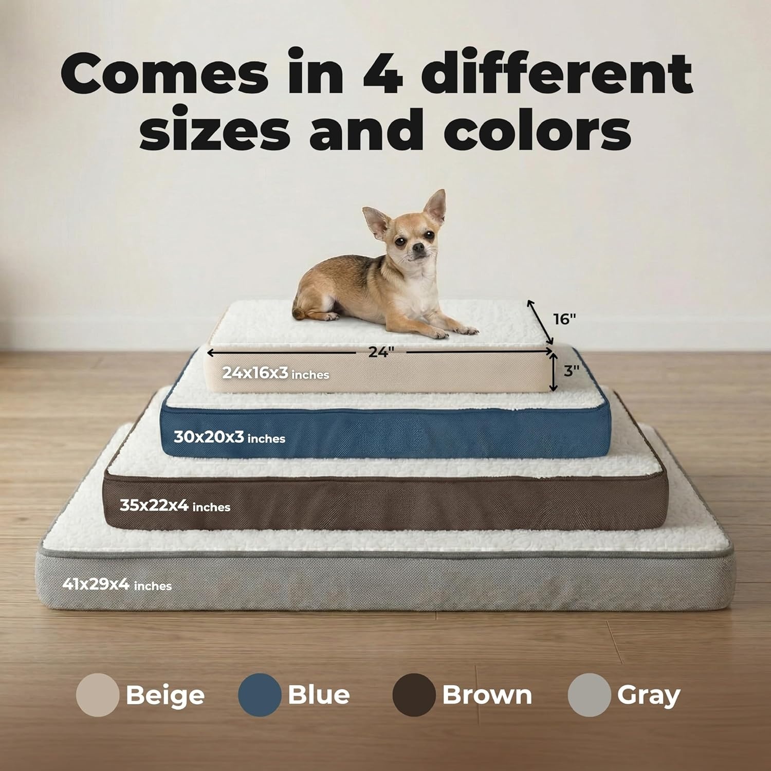 image:imageBest Pet Supplies Orthopedic Dog Bed with Memory Foam Washable Dog Crate Mat for Small Medium amp Large Dogs Thick Mattress for Crates Kennels or Floor Waterproof Pet Bed Gray 24 x 16 x 3Blue