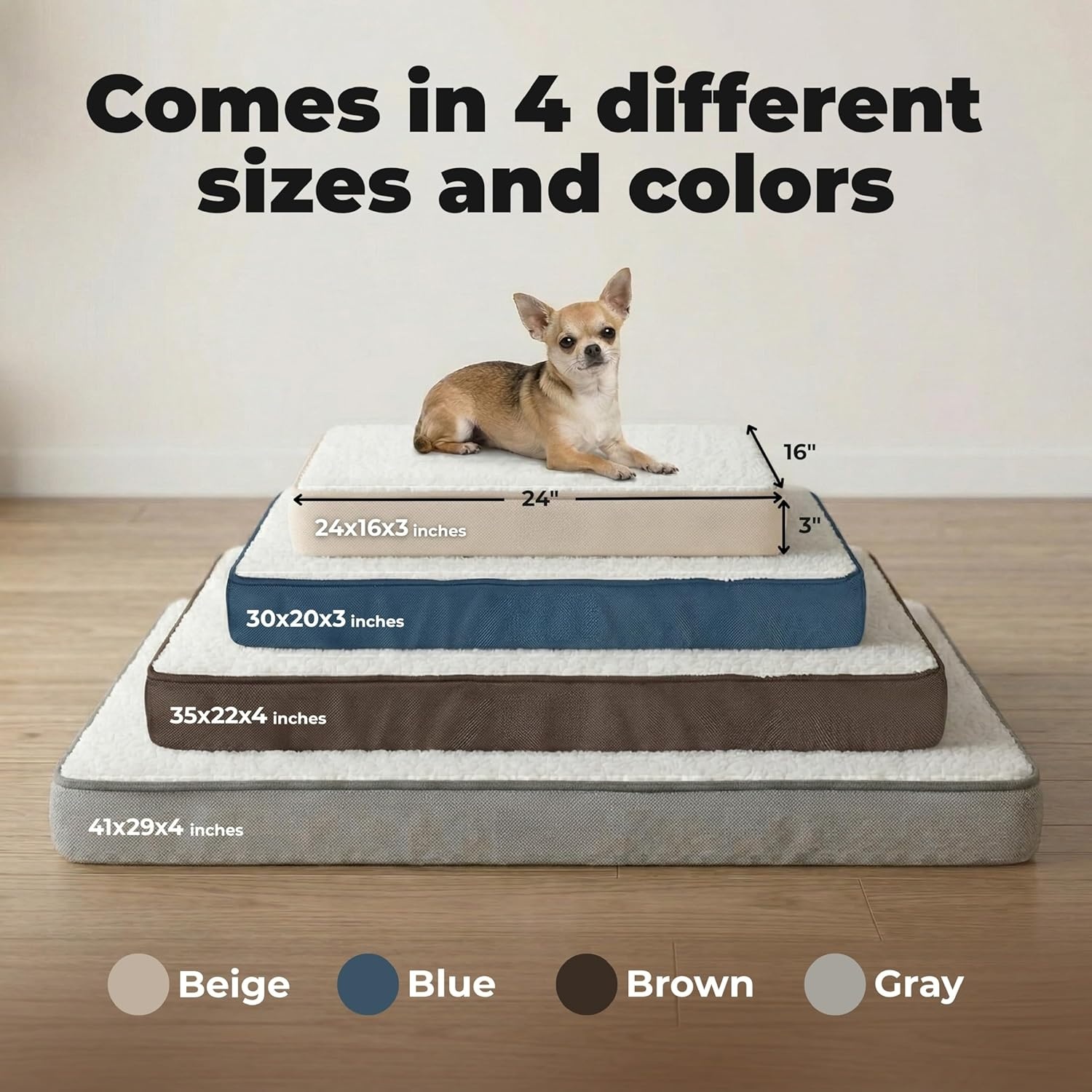 image:imageBest Pet Supplies Orthopedic Dog Bed with Memory Foam Washable Dog Crate Mat for Small Medium amp Large Dogs Thick Mattress for Crates Kennels or Floor Waterproof Pet Bed Gray 24 x 16 x 3Gray