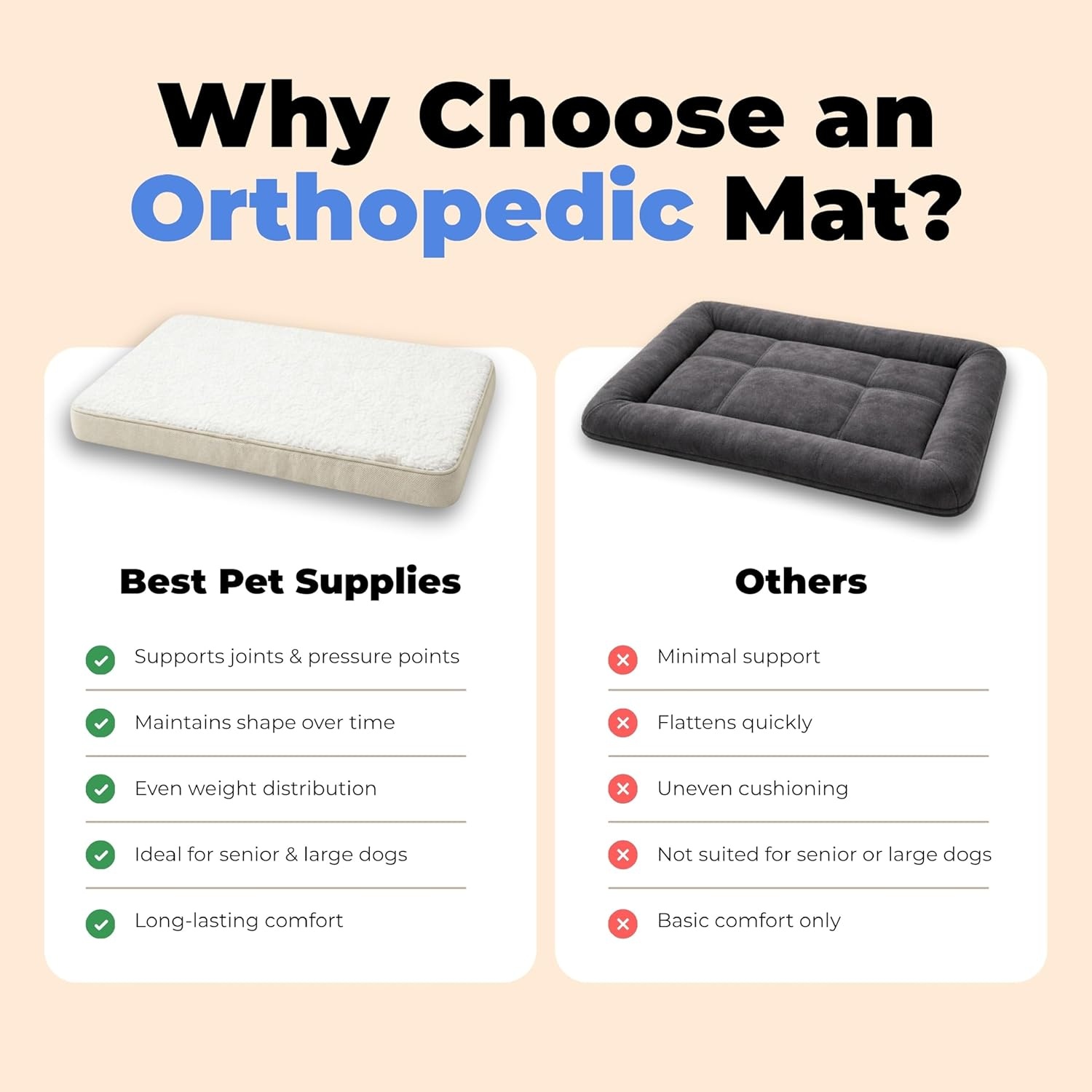 image:imageBest Pet Supplies Orthopedic Dog Bed with Memory Foam Washable Dog Crate Mat for Small Medium amp Large Dogs Thick Mattress for Crates Kennels or Floor Waterproof Pet Bed Gray 24 x 16 x 3Beige