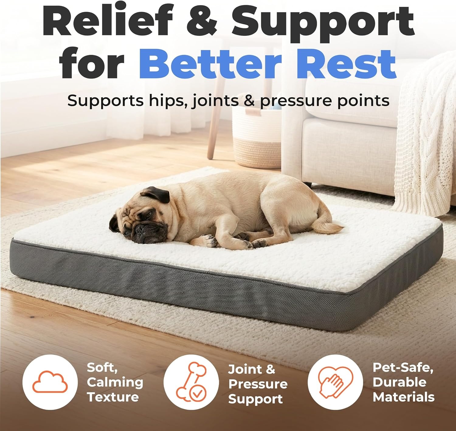 image:imageBest Pet Supplies Orthopedic Dog Bed with Memory Foam Washable Dog Crate Mat for Small Medium amp Large Dogs Thick Mattress for Crates Kennels or Floor Waterproof Pet Bed Gray 24 x 16 x 3Gray