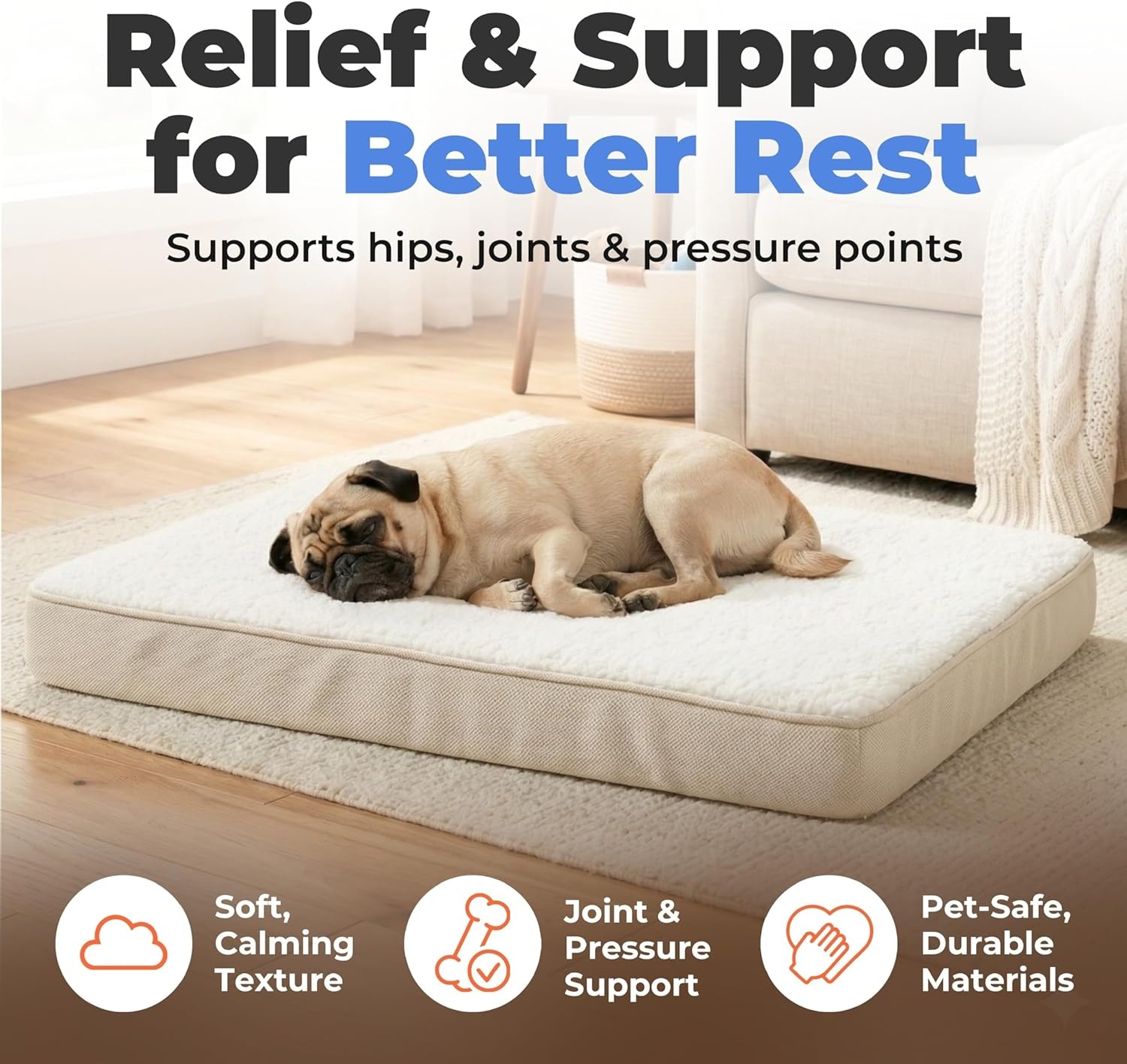image:imageBest Pet Supplies Orthopedic Dog Bed with Memory Foam Washable Dog Crate Mat for Small Medium amp Large Dogs Thick Mattress for Crates Kennels or Floor Waterproof Pet Bed Gray 24 x 16 x 3Beige