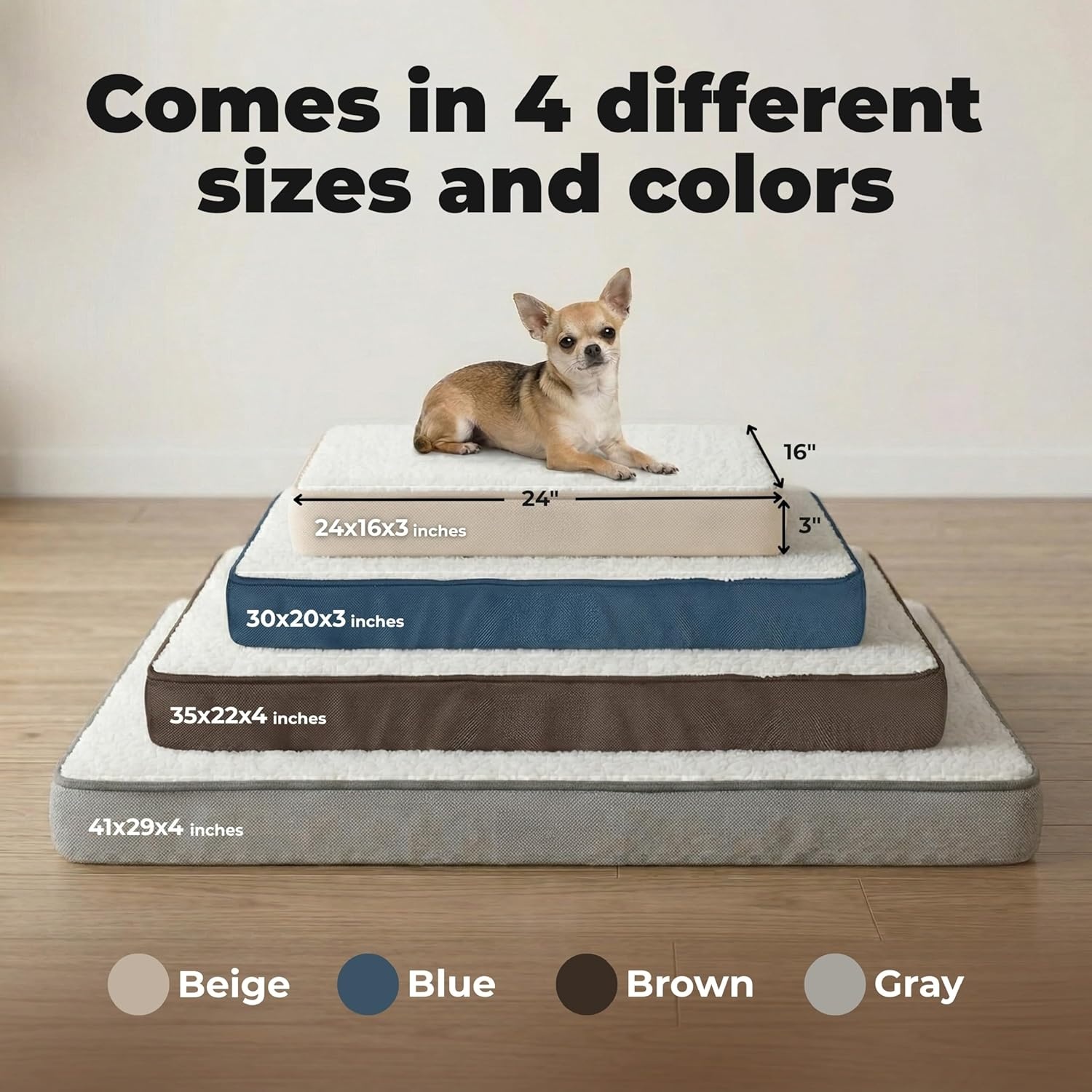 image:imageBest Pet Supplies Orthopedic Dog Bed with Memory Foam Washable Dog Crate Mat for Small Medium amp Large Dogs Thick Mattress for Crates Kennels or Floor Waterproof Pet Bed Gray 24 x 16 x 3Gray